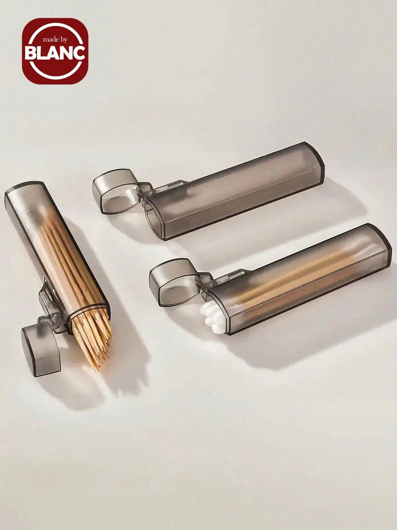 Haus Hana 3pcs Portable Transparent Toothpick & Swab Holder – Leak-Proof Travel Storage Tubes