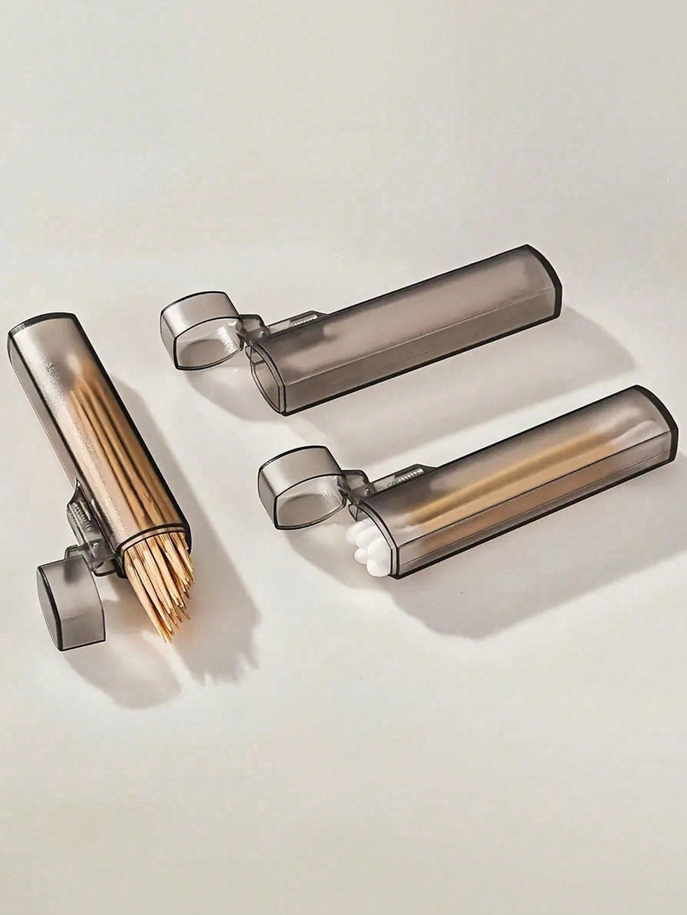 Haus Hana 3pcs Portable Transparent Toothpick & Swab Holder – Leak-Proof Travel Storage Tubes