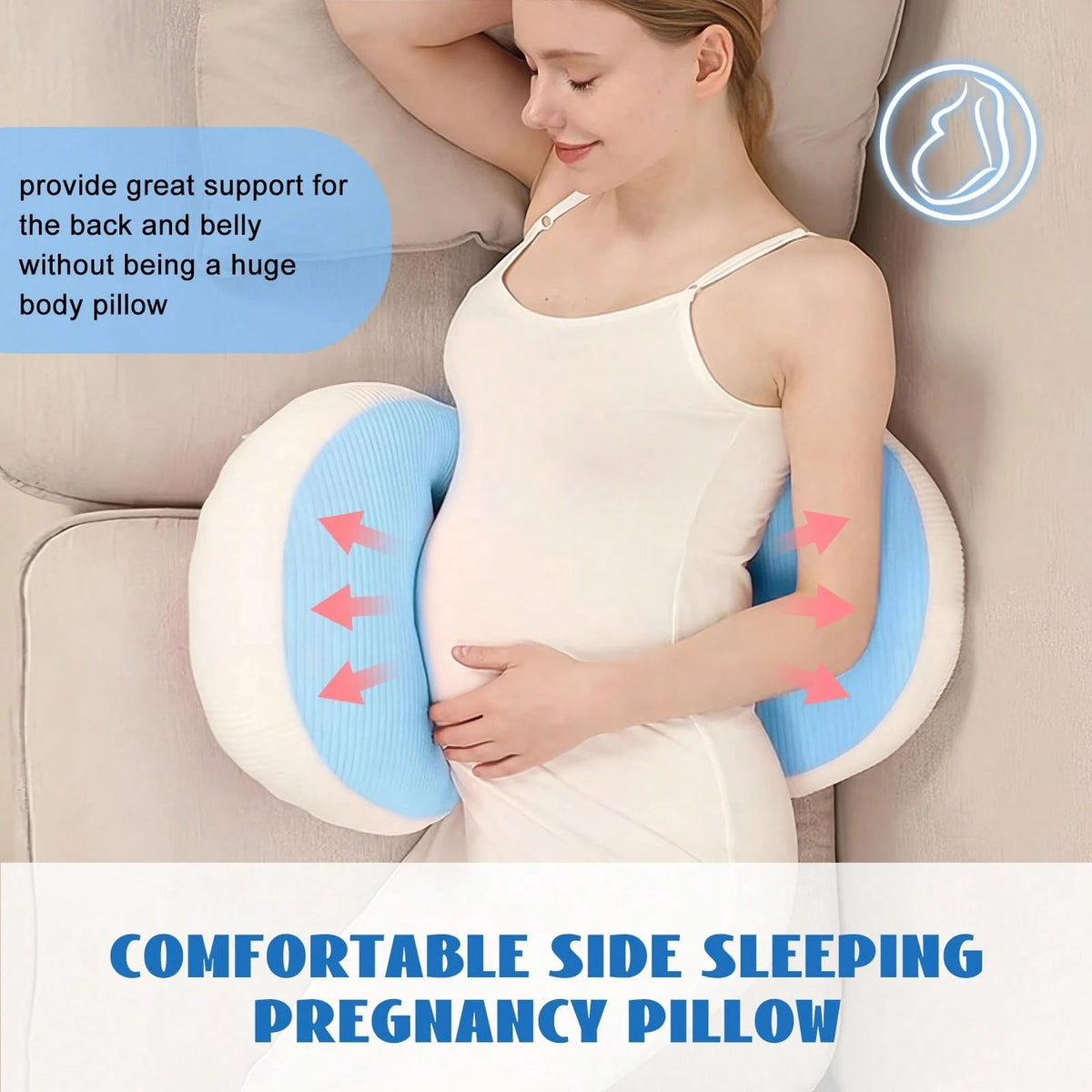 Hauture Side Sleeper Pregnancy Pillow – Memory Foam Maternity Body Pillow For Back, Belly & Leg Support, Adjustable Travel Wedge Cushion For Pregnant Women