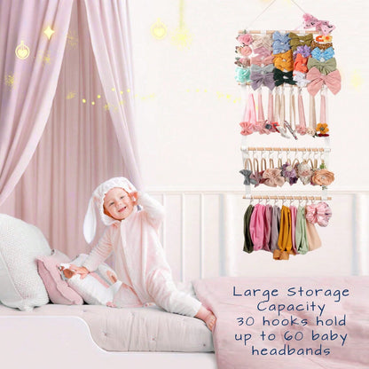 Headband Holder Hair Bows Organizer For Girls, Baby Headbands Hair Accessories Organizer Storage Wall Hanging Decor For Toddler Girls Room