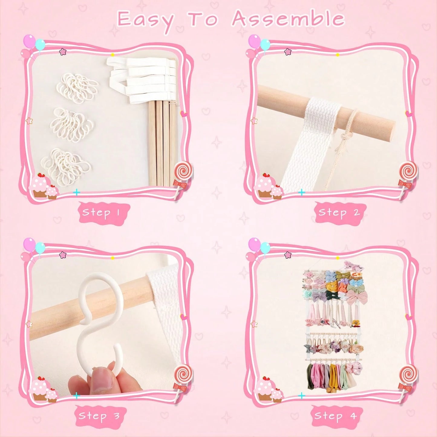 Headband Holder Hair Bows Organizer For Girls, Baby Headbands Hair Accessories Organizer Storage Wall Hanging Decor For Toddler Girls Room
