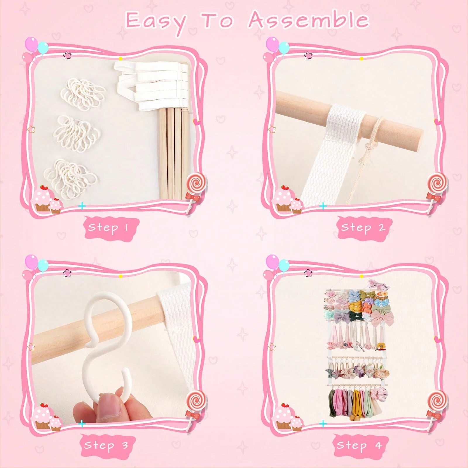 Headband Holder Hair Bows Organizer For Girls, Baby Headbands Hair Accessories Organizer Storage Wall Hanging Decor For Toddler Girls Room