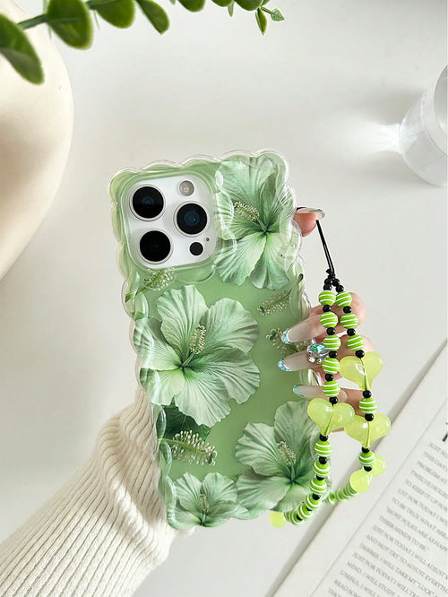 Heart Floral Painted Braided Transparent Shockproof Thick Painted Phone Case Compatible With Iphone 17/17 Pro/17 Pro Max/16/14, Candy-Colored 15, XS, 7/8 Plus, XR, 7/8, SE2, Printed 15 Pro Max, 14, 13