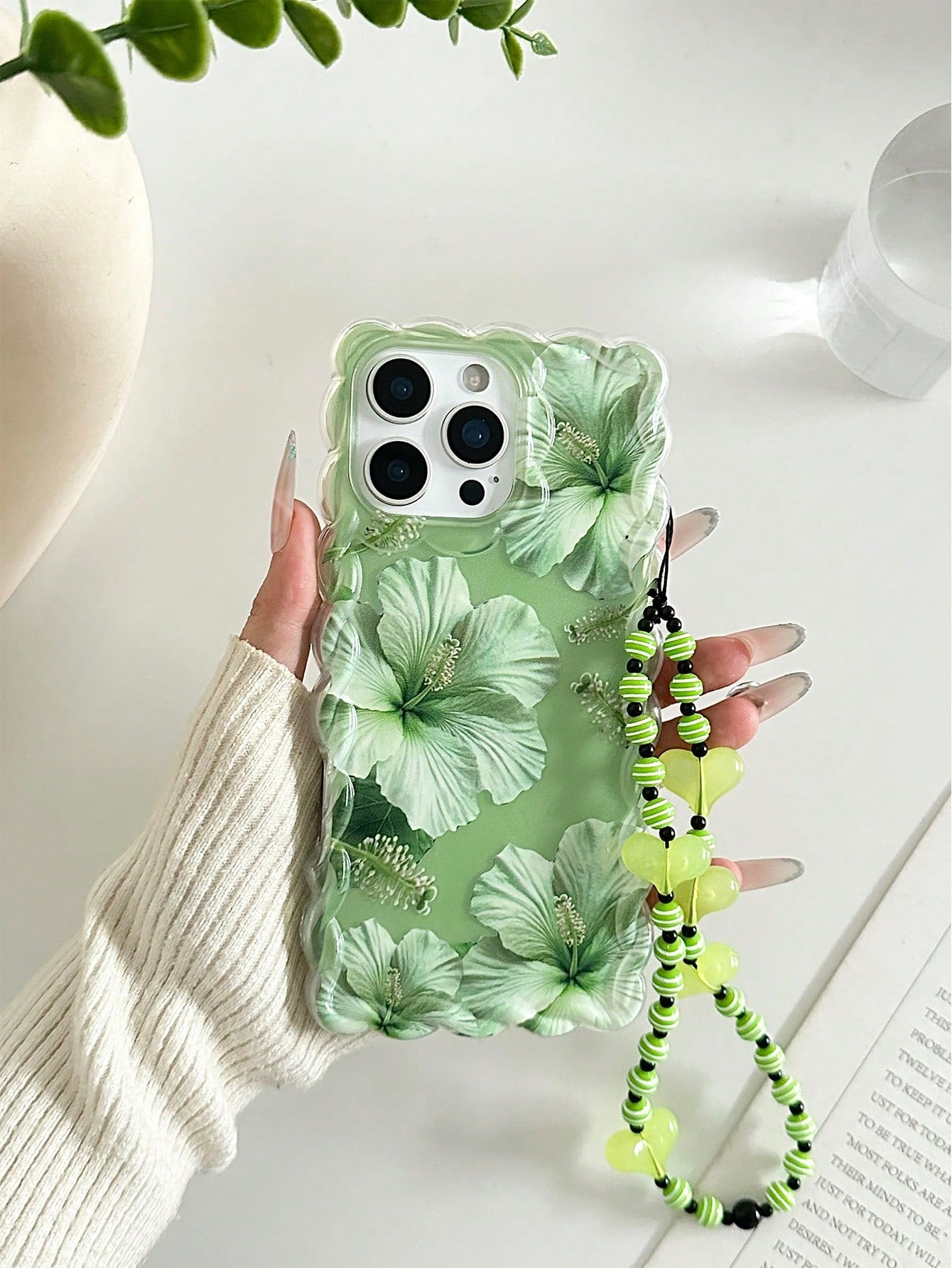 Heart Floral Painted Braided Transparent Shockproof Thick Painted Phone Case Compatible With Iphone 17/17 Pro/17 Pro Max/16/14, Candy-Colored 15, XS, 7/8 Plus, XR, 7/8, SE2, Printed 15 Pro Max, 14, 13