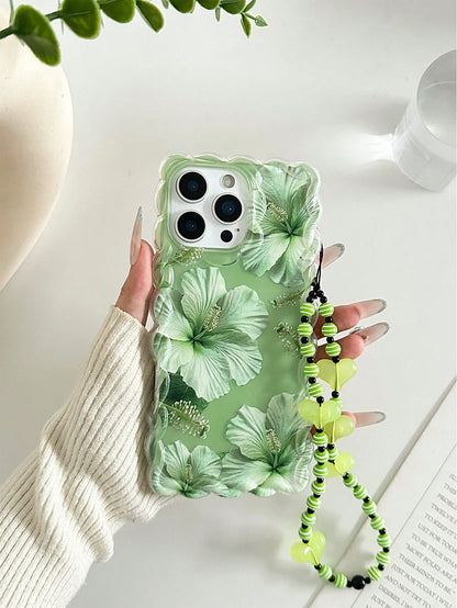 Heart Floral Painted Braided Transparent Shockproof Thick Painted Phone Case Compatible With Iphone 17/17 Pro/17 Pro Max/16/14, Candy-Colored 15, XS, 7/8 Plus, XR, 7/8, SE2, Printed 15 Pro Max, 14, 13