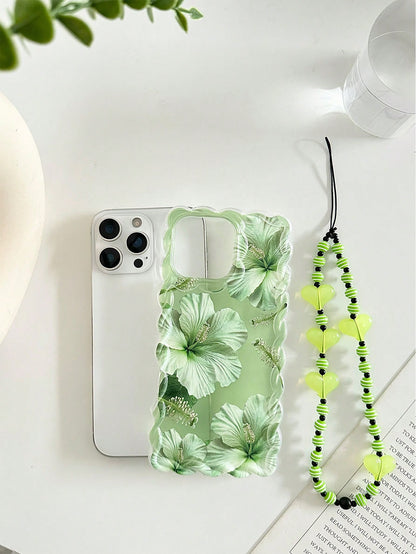 Heart Floral Painted Braided Transparent Shockproof Thick Painted Phone Case Compatible With Iphone 17/17 Pro/17 Pro Max/16/14, Candy-Colored 15, XS, 7/8 Plus, XR, 7/8, SE2, Printed 15 Pro Max, 14, 13