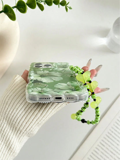 Heart Floral Painted Braided Transparent Shockproof Thick Painted Phone Case Compatible With Iphone 17/17 Pro/17 Pro Max/16/14, Candy-Colored 15, XS, 7/8 Plus, XR, 7/8, SE2, Printed 15 Pro Max, 14, 13