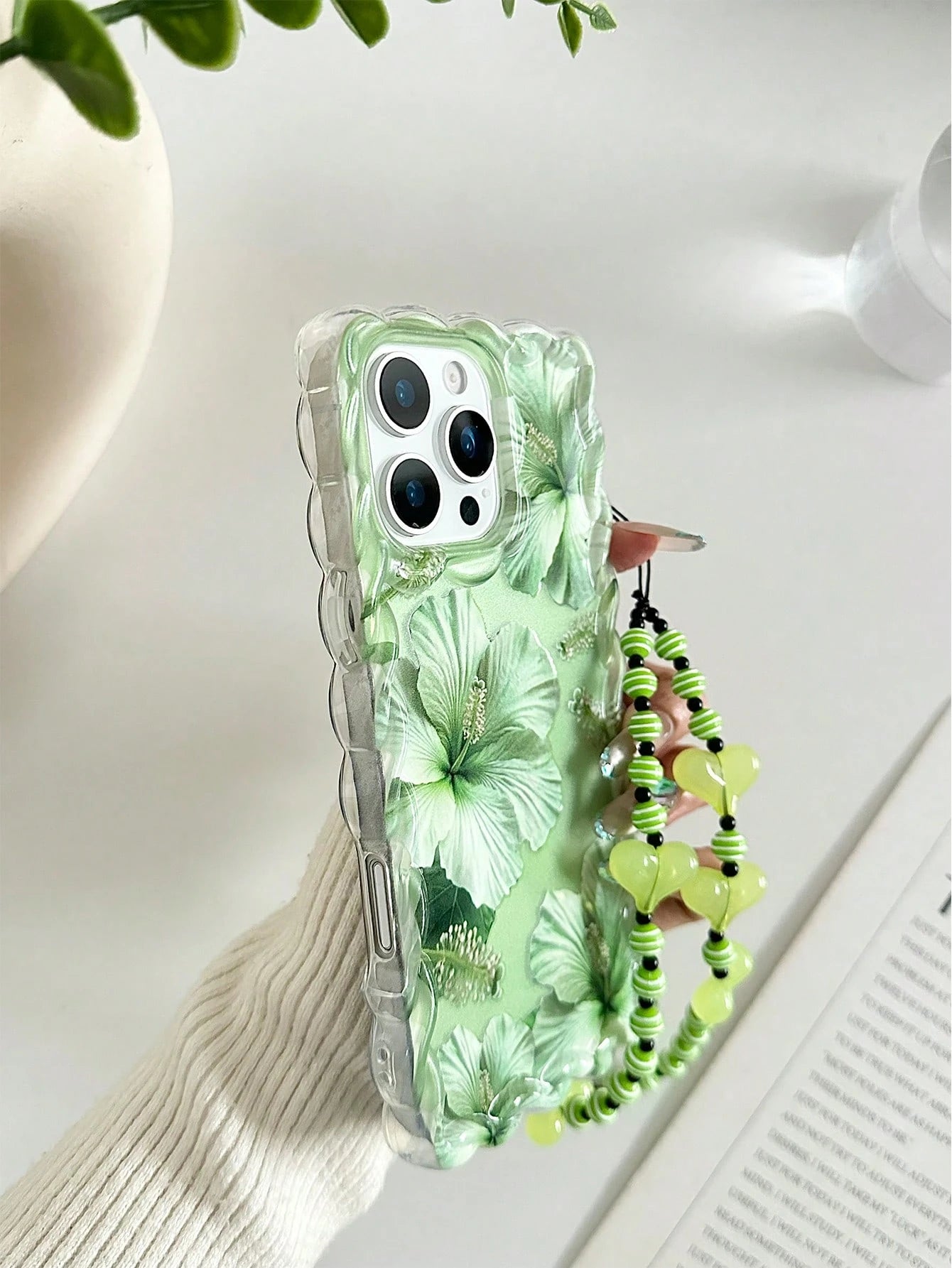 Heart Floral Painted Braided Transparent Shockproof Thick Painted Phone Case Compatible With Iphone 17/17 Pro/17 Pro Max/16/14, Candy-Colored 15, XS, 7/8 Plus, XR, 7/8, SE2, Printed 15 Pro Max, 14, 13