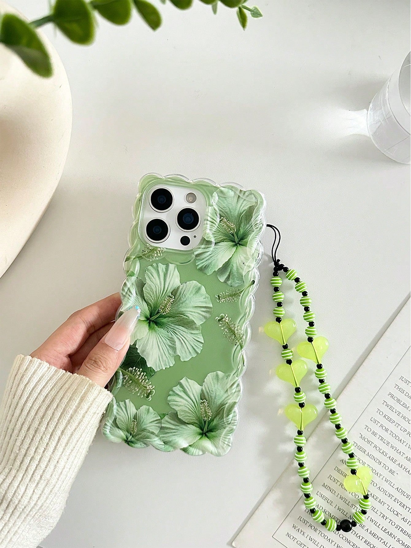 Heart Floral Painted Braided Transparent Shockproof Thick Painted Phone Case Compatible With Iphone 17/17 Pro/17 Pro Max/16/14, Candy-Colored 15, XS, 7/8 Plus, XR, 7/8, SE2, Printed 15 Pro Max, 14, 13