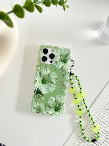 Heart Floral Painted Braided Transparent Shockproof Thick Painted Phone Case Compatible With Iphone 17/17 Pro/17 Pro Max/16/14, Candy-Colored 15, XS, 7/8 Plus, XR, 7/8, SE2, Printed 15 Pro Max, 14, 13