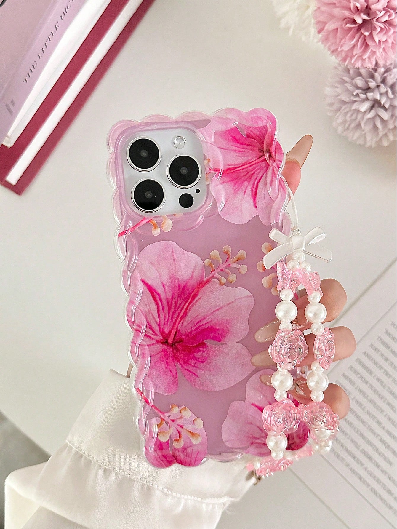 Heart Floral Painted Braided Transparent Shockproof Thick Painted Phone Case Compatible With Iphone 17/17 Pro/17 Pro Max/16/14, Candy-Colored 15, XS, 7/8 Plus, XR, 7/8, SE2, Printed 15 Pro Max, 14, 13