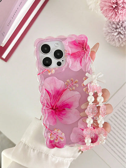 Heart Floral Painted Braided Transparent Shockproof Thick Painted Phone Case Compatible With Iphone 17/17 Pro/17 Pro Max/16/14, Candy-Colored 15, XS, 7/8 Plus, XR, 7/8, SE2, Printed 15 Pro Max, 14, 13