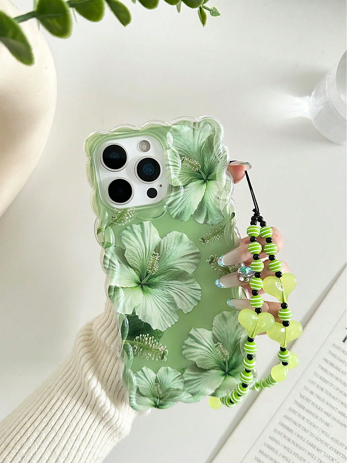 Heart Floral Painted Braided Transparent Shockproof Thick Painted Phone Case Compatible With Iphone 17/17 Pro/17 Pro Max/16/14, Candy-Colored 15, XS, 7/8 Plus, XR, 7/8, SE2, Printed 15 Pro Max, 14, 13