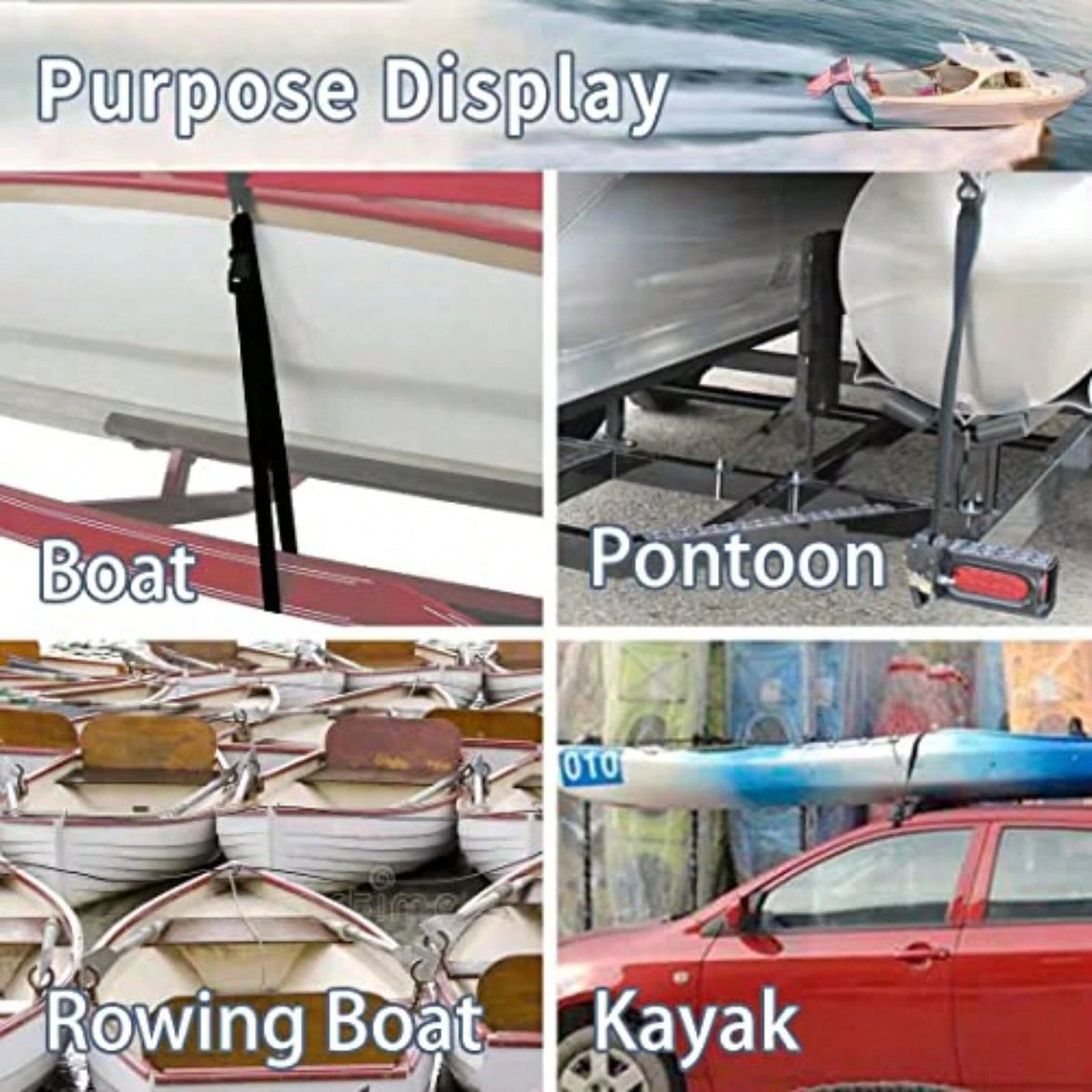Heavy Duty Boat Trailer Transom Strap 2PK- 2 Inch X 48 Inch Adjustable Marine Boat Tie Down Straps To Trailer (Shipped From USA) With Quick Release Buckle1200 LBS Capacity Securely