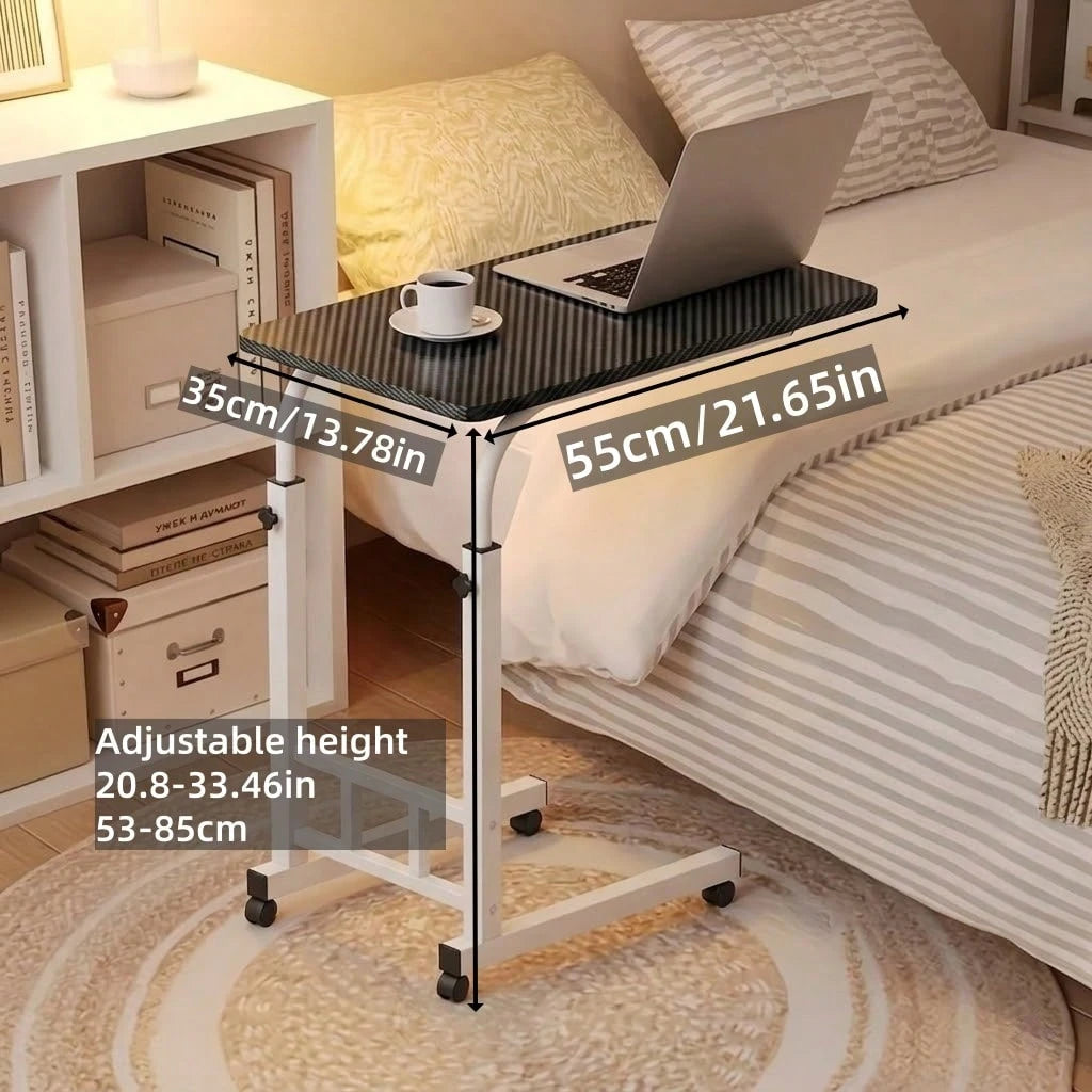 Height Adjustable C-Shaped Side Table With Wheels, Rolling Mobile Laptop Desk Overbed Table, Portable End Table Snack Tray Cart For Sofa Couch Bed Living Room Home Office Work Study Gaming, Perfect Gi