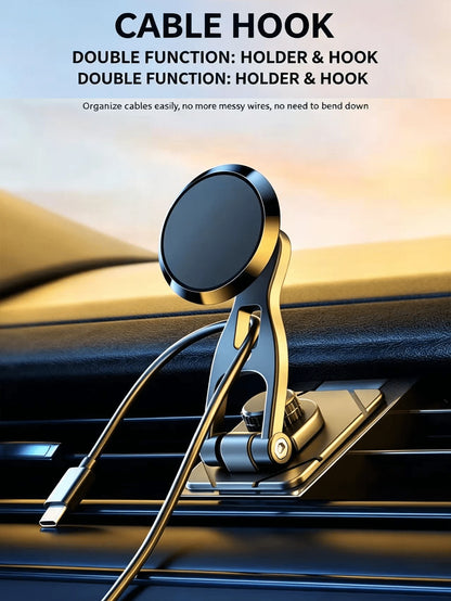 Hidden Foldable Magnetic Car Phone Holder- Multi-Function 720° Rotating Navigation Mount, Easy Installation, Strong Magnetic Suction, Adhesive Base, Convenient To Use, Stable And Secure, Enhances Dri