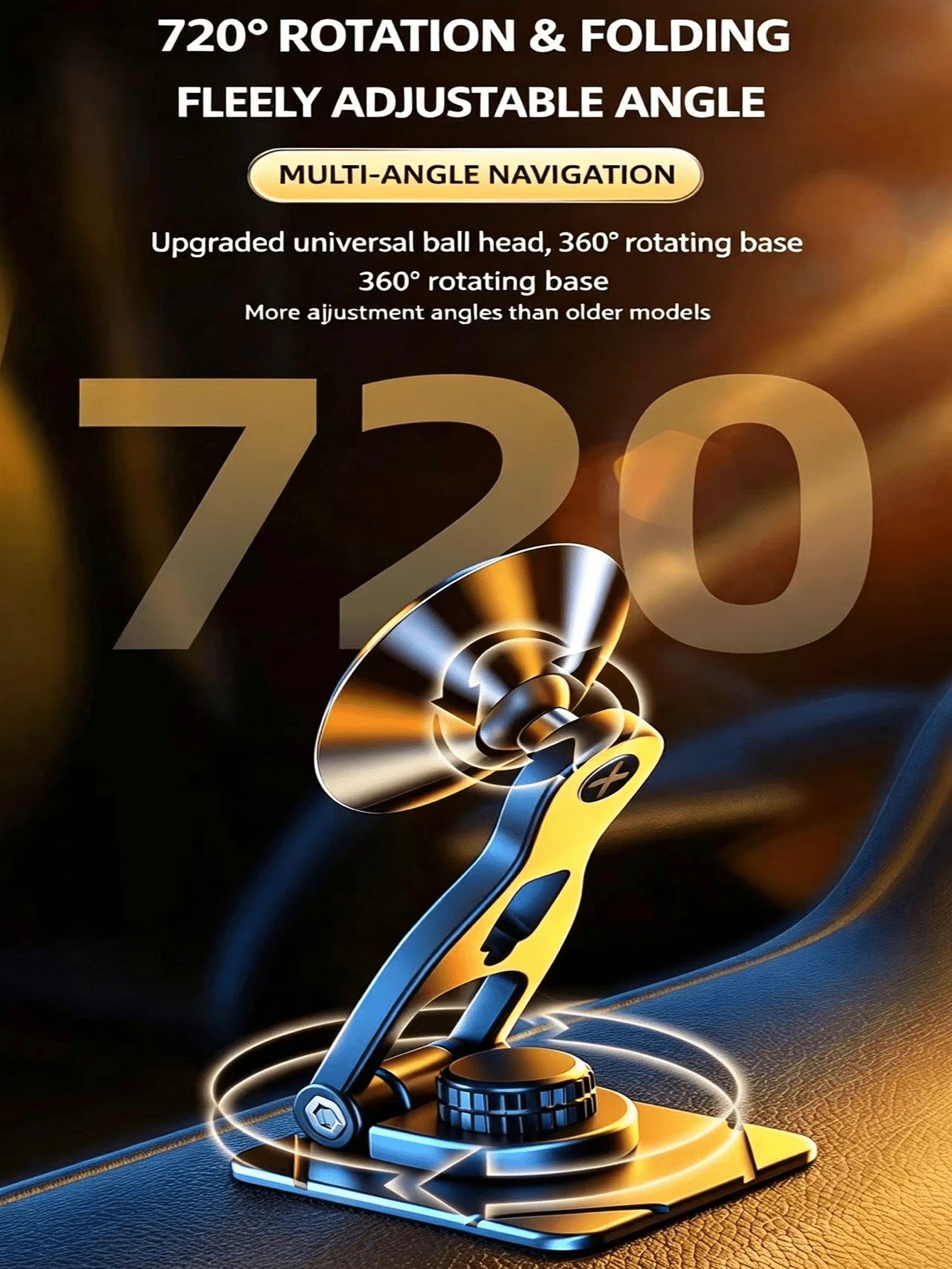 Hidden Foldable Magnetic Car Phone Holder- Multi-Function 720° Rotating Navigation Mount, Easy Installation, Strong Magnetic Suction, Adhesive Base, Convenient To Use, Stable And Secure, Enhances Dri