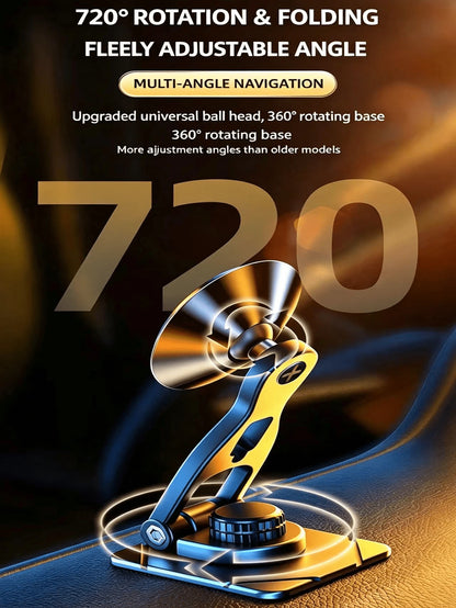 Hidden Foldable Magnetic Car Phone Holder- Multi-Function 720° Rotating Navigation Mount, Easy Installation, Strong Magnetic Suction, Adhesive Base, Convenient To Use, Stable And Secure, Enhances Dri