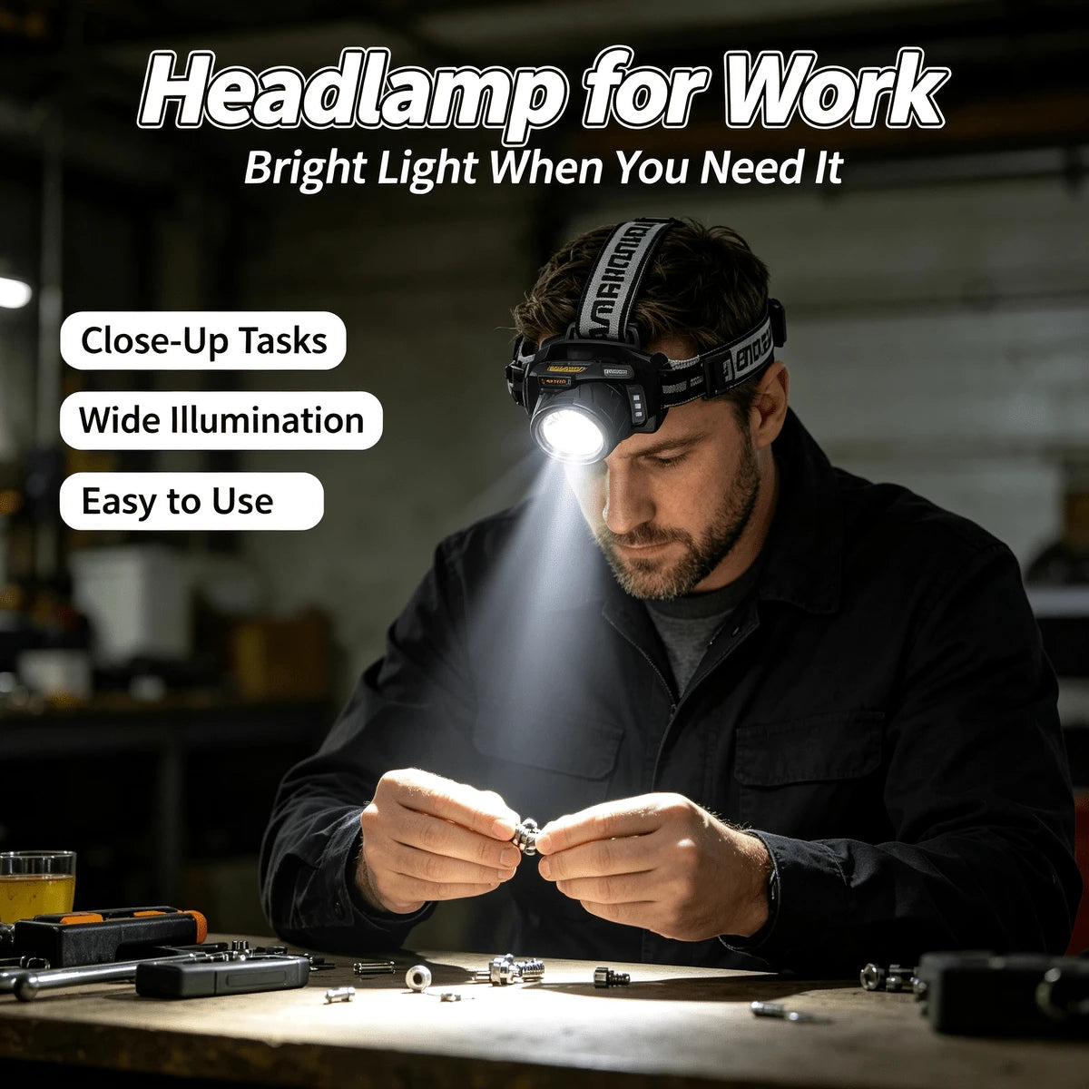 High Power Rechargeable LED Headlamp, Forehead Head Light With Variable Lighting Modes, USB Rechargeable Compact Wearable Head Torch, Durable Front Lamp For Outdoor Camping Mountaineering Security Pat