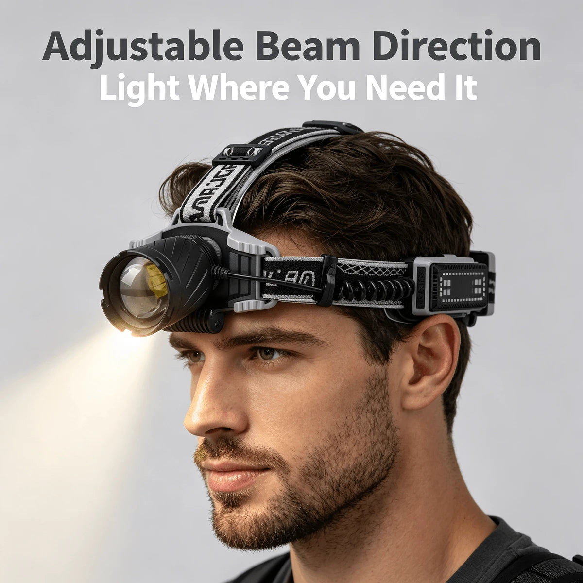 High Power Rechargeable LED Headlamp, Forehead Head Light With Variable Lighting Modes, USB Rechargeable Compact Wearable Head Torch, Durable Front Lamp For Outdoor Camping Mountaineering Security Pat