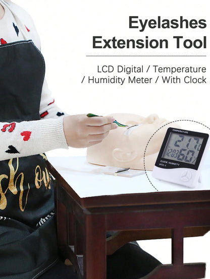 HMQ beauty Electronic Thermometer Hygrometer Lcd Digital Temperature Humidity Meter Adjustable Indoor Weather Station With Eyelash Extension Tool