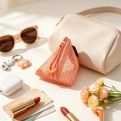Honeycomb Grid Square Storage Bag, Portable Headphone Key Storage Bag, Lipstick Data Cable, Portable Small Wallet