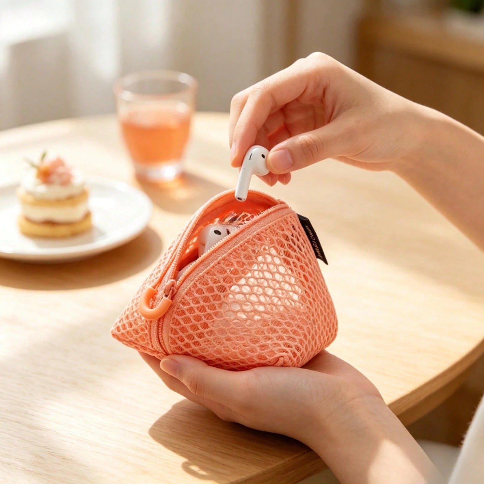 Honeycomb Grid Square Storage Bag, Portable Headphone Key Storage Bag, Lipstick Data Cable, Portable Small Wallet