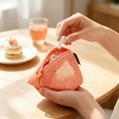 Honeycomb Grid Square Storage Bag, Portable Headphone Key Storage Bag, Lipstick Data Cable, Portable Small Wallet
