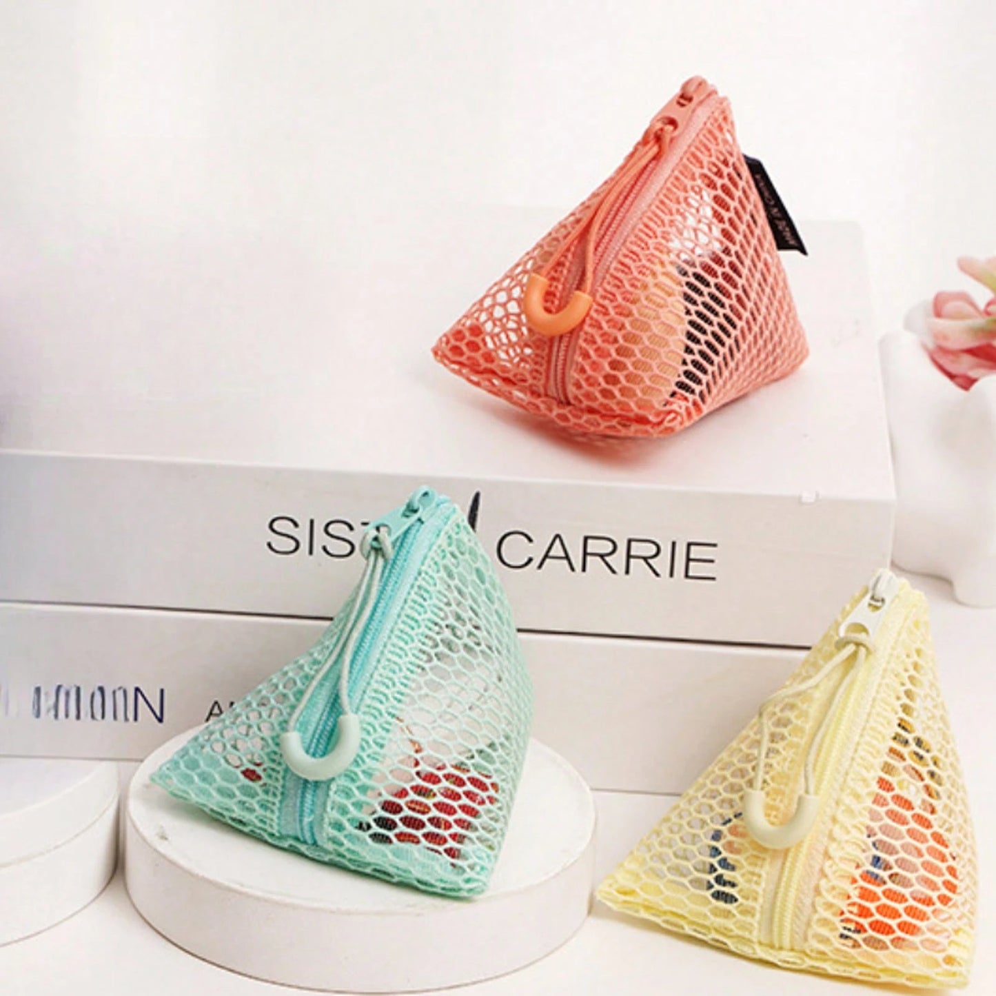 Honeycomb Grid Square Storage Bag, Portable Headphone Key Storage Bag, Lipstick Data Cable, Portable Small Wallet