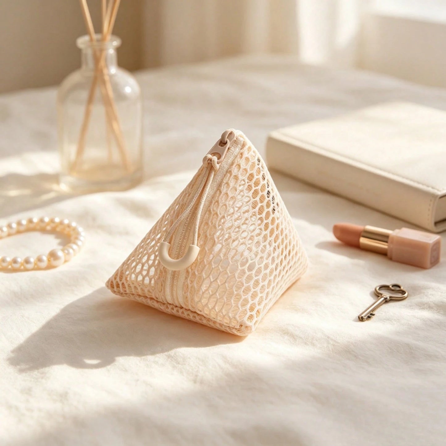 Honeycomb Grid Square Storage Bag, Portable Headphone Key Storage Bag, Lipstick Data Cable, Portable Small Wallet