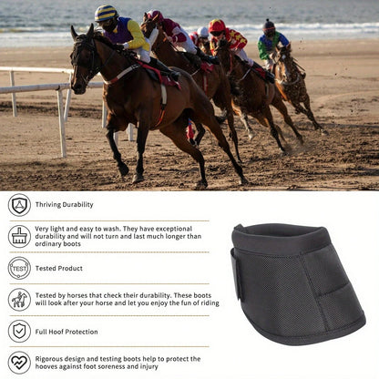 Horse Boots, Non-Rotating Horse Boots, Durable Protective Hoof Boots For Horses, One Pair (Black)