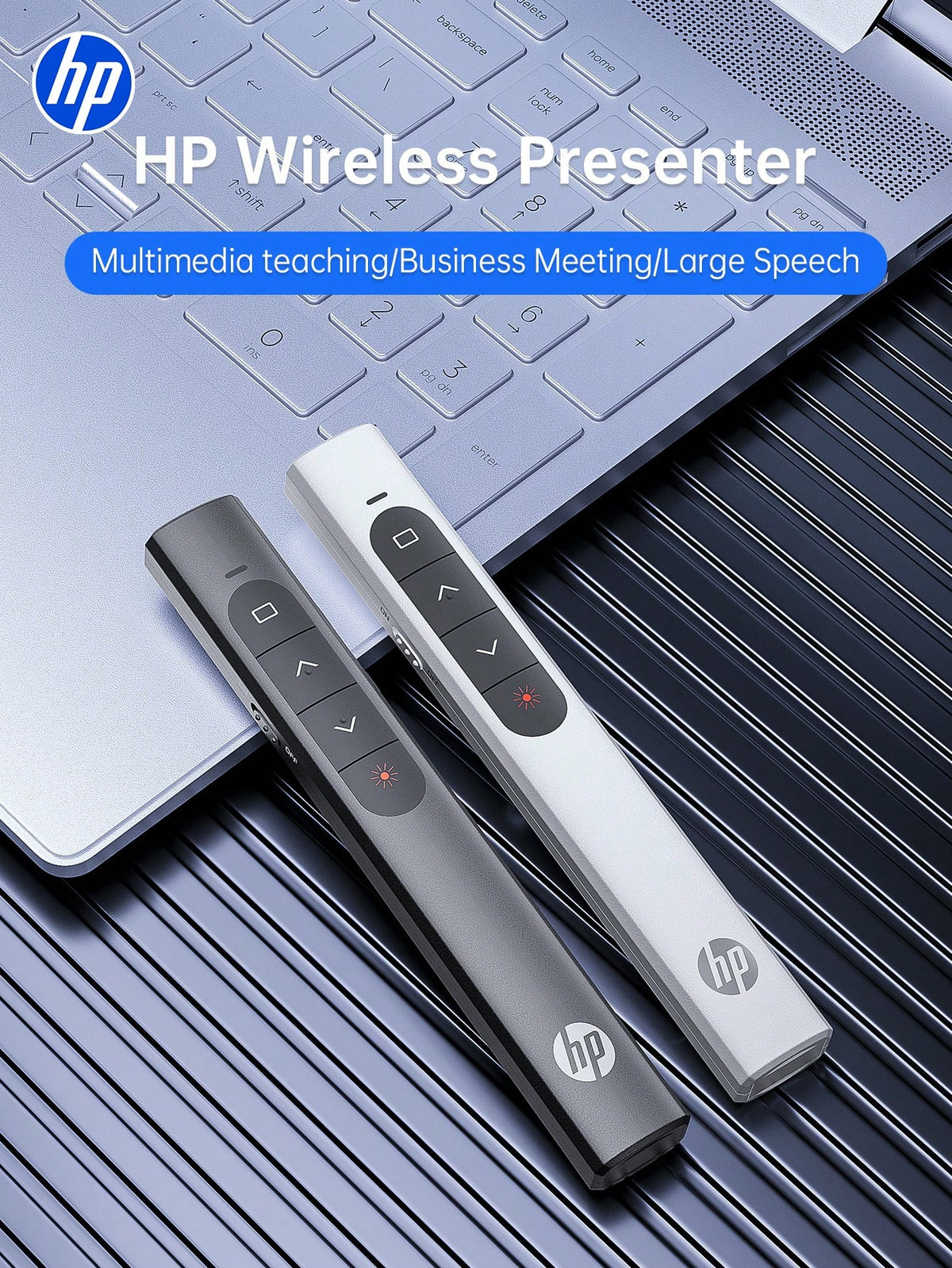 HP--USB Wireless Presentation Remote, PowerPoint Office Presentation Remote With Hyperlink And Volume Control Functions, Compatible With Keynote/PPT/PC/Laptop, Comes With Storage Bag, Back To School G