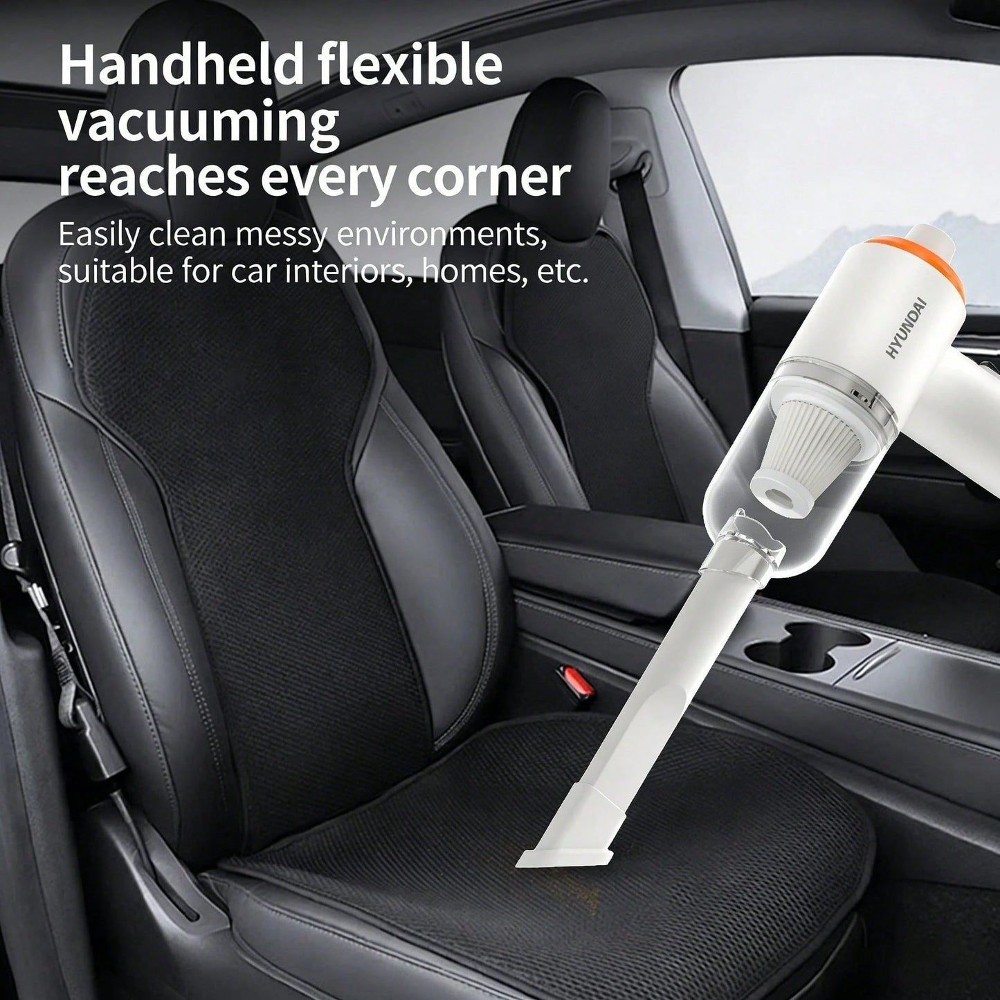 HYUNDAI HY-019 Cordless Handheld Vacuum Cleaner: Powerful Brushless Motor, Efficient Dust Removal, Lightweight And Portable, Suitable For Home And Car Use, Long Battery Life, White.