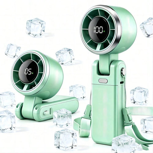 Ice-Cold Turbo Fan, Portable Handheld Fan- With 5-Speed Wind, 5000mAh Rechargeable Battery Life, Perfect For Travel, Outdoor Activities, Camping, And Hiking| An Excellent Gift For Both Men And Women
