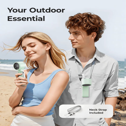 Ice-Cold Turbo Fan, Portable Handheld Fan- With 5-Speed Wind, 5000mAh Rechargeable Battery Life, Perfect For Travel, Outdoor Activities, Camping, And Hiking| An Excellent Gift For Both Men And Women