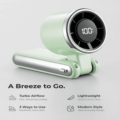 Ice-Cold Turbo Fan, Portable Handheld Fan- With 5-Speed Wind, 5000mAh Rechargeable Battery Life, Perfect For Travel, Outdoor Activities, Camping, And Hiking| An Excellent Gift For Both Men And Women