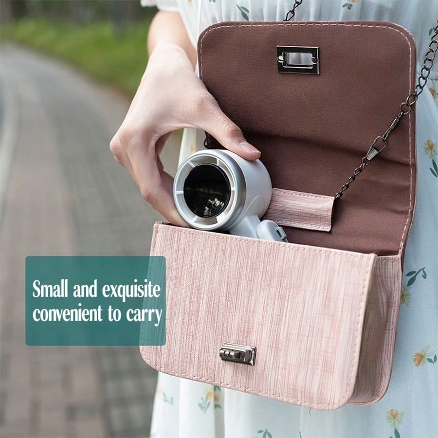 Ice-Cold Turbo Fan, Portable Handheld Fan- With 5-Speed Wind, 5000mAh Rechargeable Battery Life, Perfect For Travel, Outdoor Activities, Camping, And Hiking| An Excellent Gift For Both Men And Women
