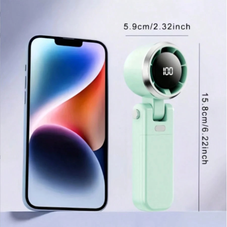Ice-Cold Turbo Fan, Portable Handheld Fan- With 5-Speed Wind, 5000mAh Rechargeable Battery Life, Perfect For Travel, Outdoor Activities, Camping, And Hiking| An Excellent Gift For Both Men And Women