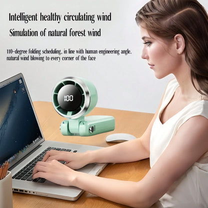 Ice-Cold Turbo Fan, Portable Handheld Fan- With 5-Speed Wind, 5000mAh Rechargeable Battery Life, Perfect For Travel, Outdoor Activities, Camping, And Hiking| An Excellent Gift For Both Men And Women