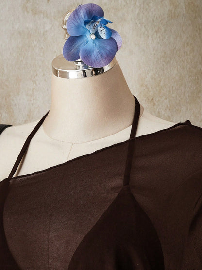 ICON Plus Size Chiffon Wrap Triangle Cup Tie Camisole Top 2 Pieces Set For Women