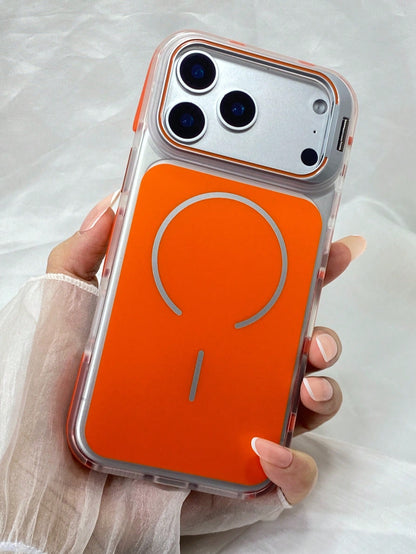 IMD Magnetic Case Matte Texture Lens Holder TPU Anti-Slip Frame Case Silky Feel Back For IPhone 12 13 14 15 16 17 Pro Max For IPhone17 Air For IPhone 14 15 16 Plus Phone Case Anti-Slip, Anti-Drop, Ant