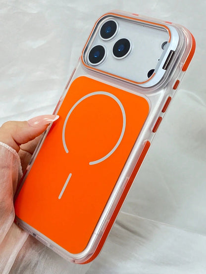 IMD Magnetic Case Matte Texture Lens Holder TPU Anti-Slip Frame Case Silky Feel Back For IPhone 12 13 14 15 16 17 Pro Max For IPhone17 Air For IPhone 14 15 16 Plus Phone Case Anti-Slip, Anti-Drop, Ant