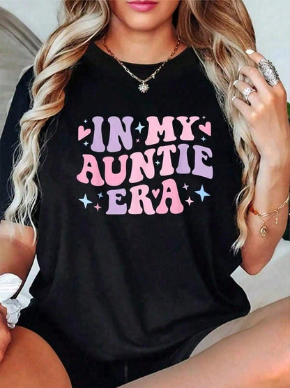 In My Auntie Era Baby Announcement For Aunt Mother S Day T-Shirt Casual Short Sleeve Shirt