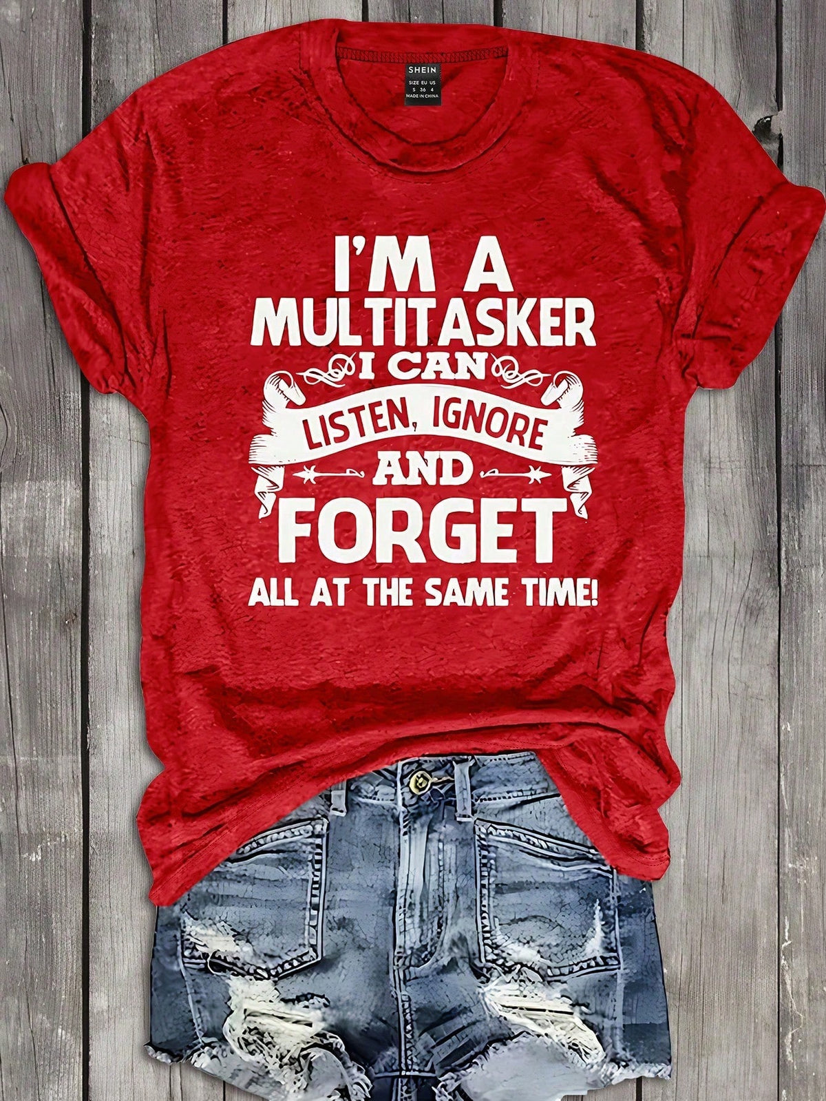 INAWLY Plus Size Summer Casual Cool Letter Print Short Sleeve T-Shirt, I Am A Multitasker, I Can Listen, Ignore And Forget Everything Simultaneously. Graphic T-Shirt Women's Top