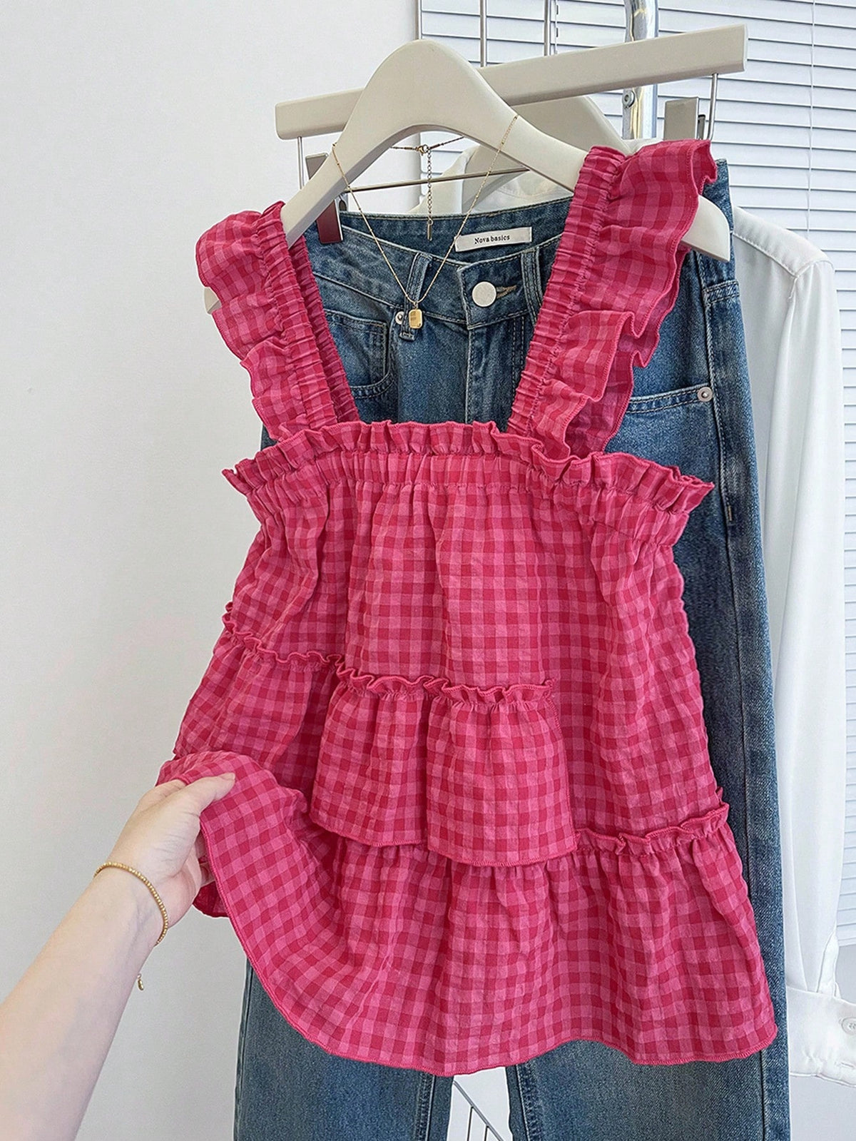 INAWLY Women's Casual Plaid Sleeveless Top, Summer