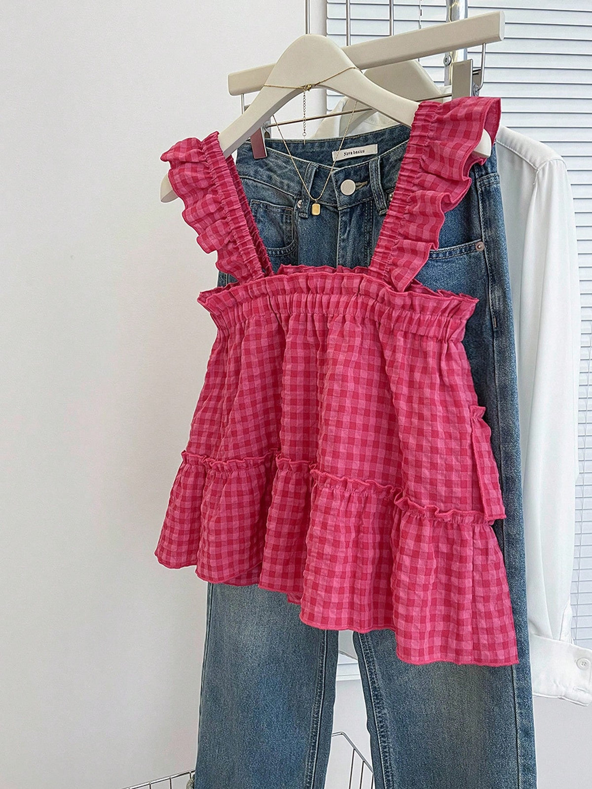 INAWLY Women's Casual Plaid Sleeveless Top, Summer