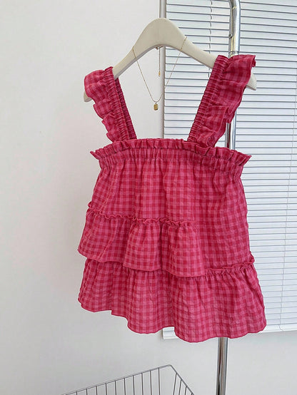 INAWLY Women's Casual Plaid Sleeveless Top, Summer