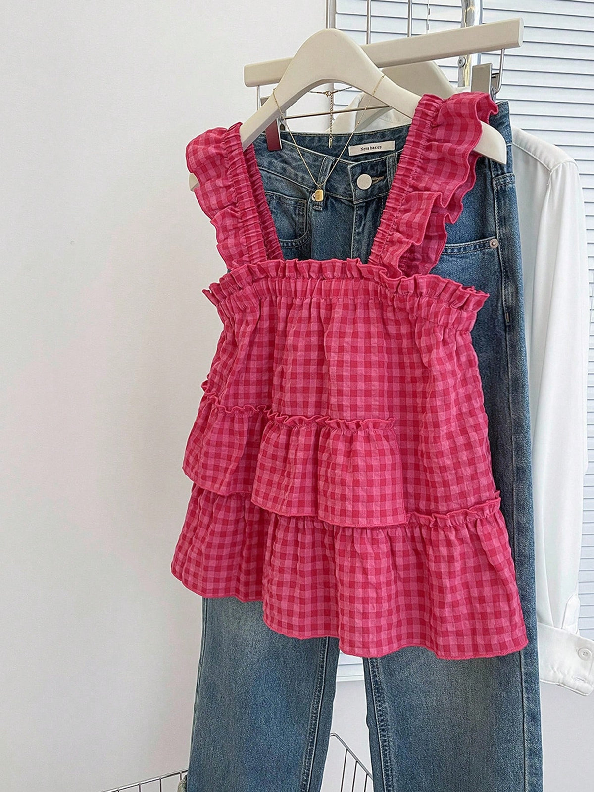 INAWLY Women's Casual Plaid Sleeveless Top, Summer