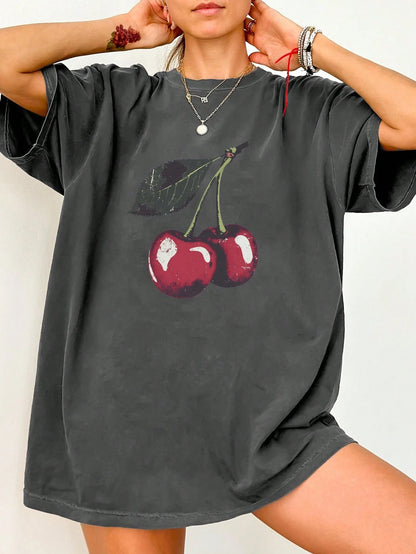 INAWLY Women's Round Neck Drop Shoulder T-Shirt, Minimalist & Fashionable, Suitable For Summer