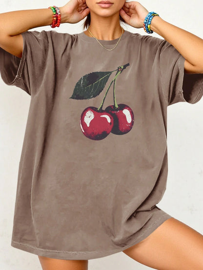 INAWLY Women's Round Neck Drop Shoulder T-Shirt, Minimalist & Fashionable, Suitable For Summer